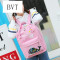 BVT中学生书包女帆布双肩包女小清新学院风男女背包手提休闲旅行包 灰色