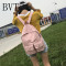 BVT帆布双肩包女包日韩版潮高中学生书包女旅行背包校园休闲书包 米白色