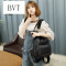BVT双肩包百搭牛皮真皮背包女新款迷你小单肩包铆钉旅行包潮黑色 默认颜色