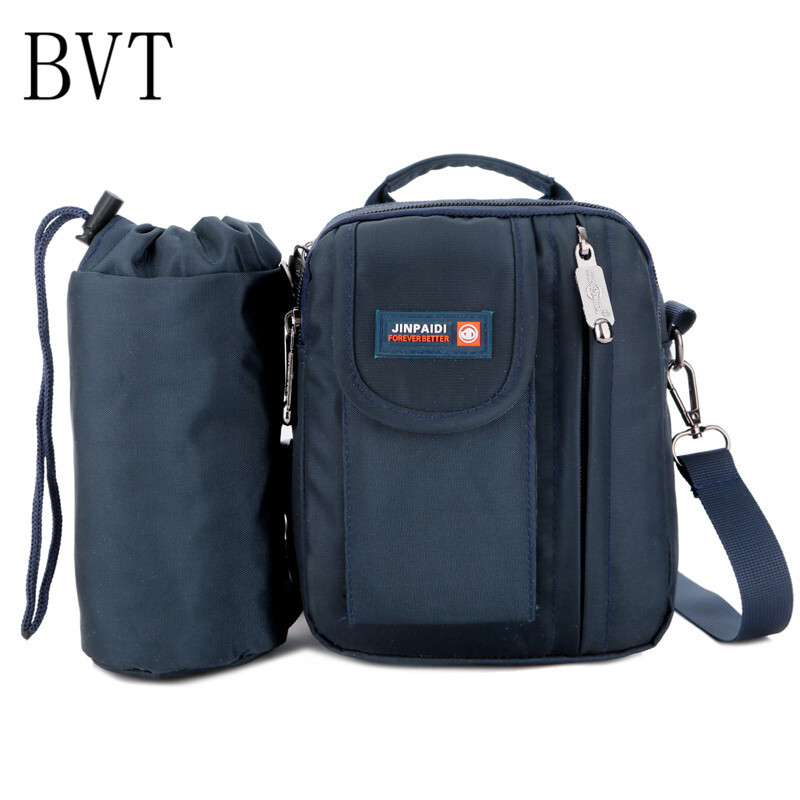 BVT新款男小包防水牛津帆布单肩斜跨手提背包休闲旅游腰包水杯包 蓝色