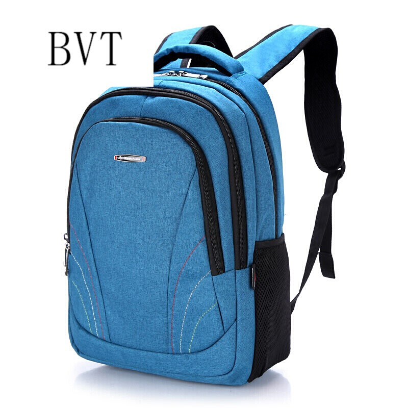 BVT双肩包男士背包商务休闲电脑旅行包女包包韩版双肩背包_1 孔雀蓝