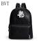 BVT新款户外运动双肩包复古压纹文字刺绣男女软皮背包校园书包_2 亮纹白