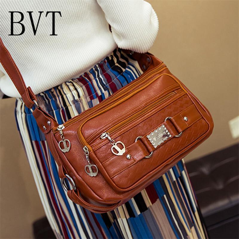 BVT妈妈包女包时尚韩版单肩斜跨大包女手提包软皮包包中年斜挎包_9 橙色
