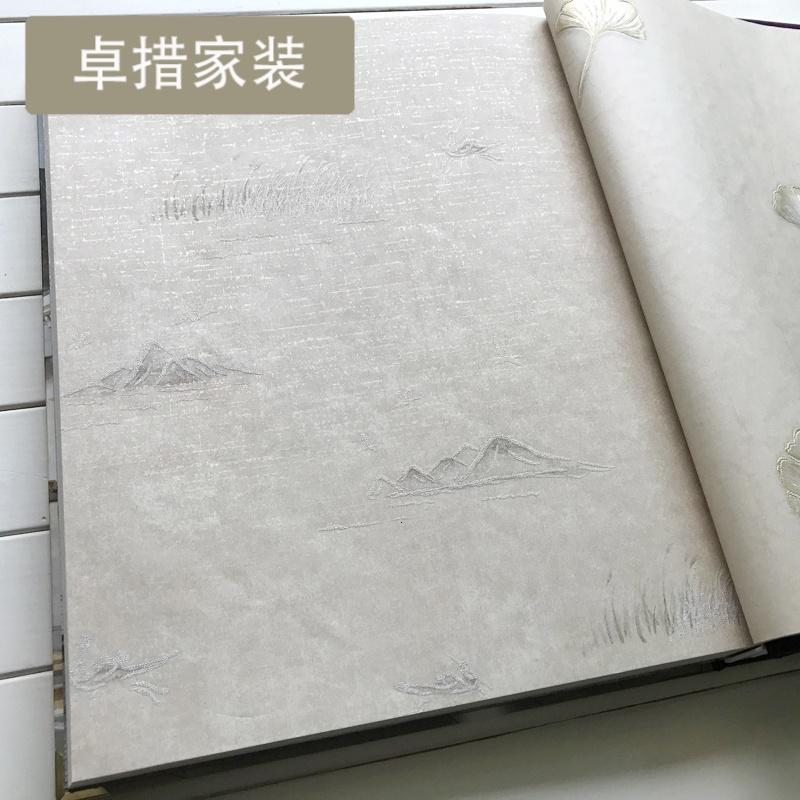 现代中式墙纸简约新中式山水画风壁纸实木中式电视背景墙U965_1_1 3号卡其色