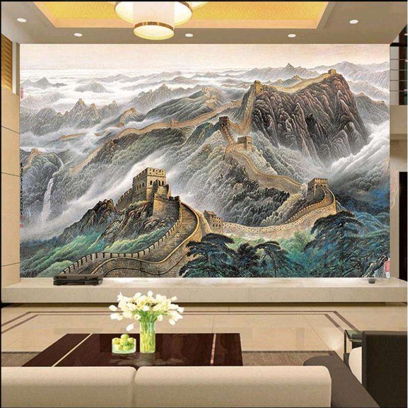 万里长城3D立体大型壁画会议室墙布中国风背景墙壁纸山水画办公室_2_3 时尚艺术宣绒布（拼接）