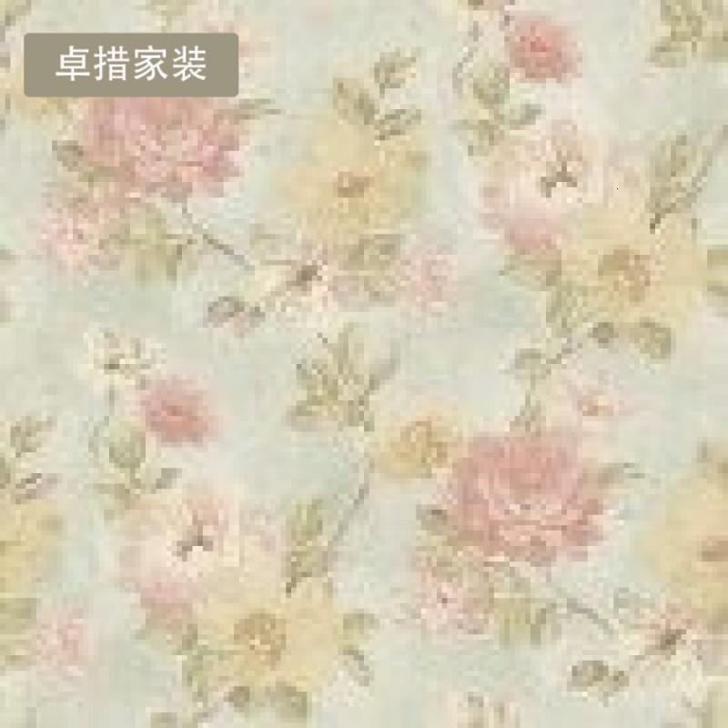 壁纸英国设计浪漫田园餐厅卧室沙客厅背景纯纸木浆墙纸_8 粉绿色RN1180706