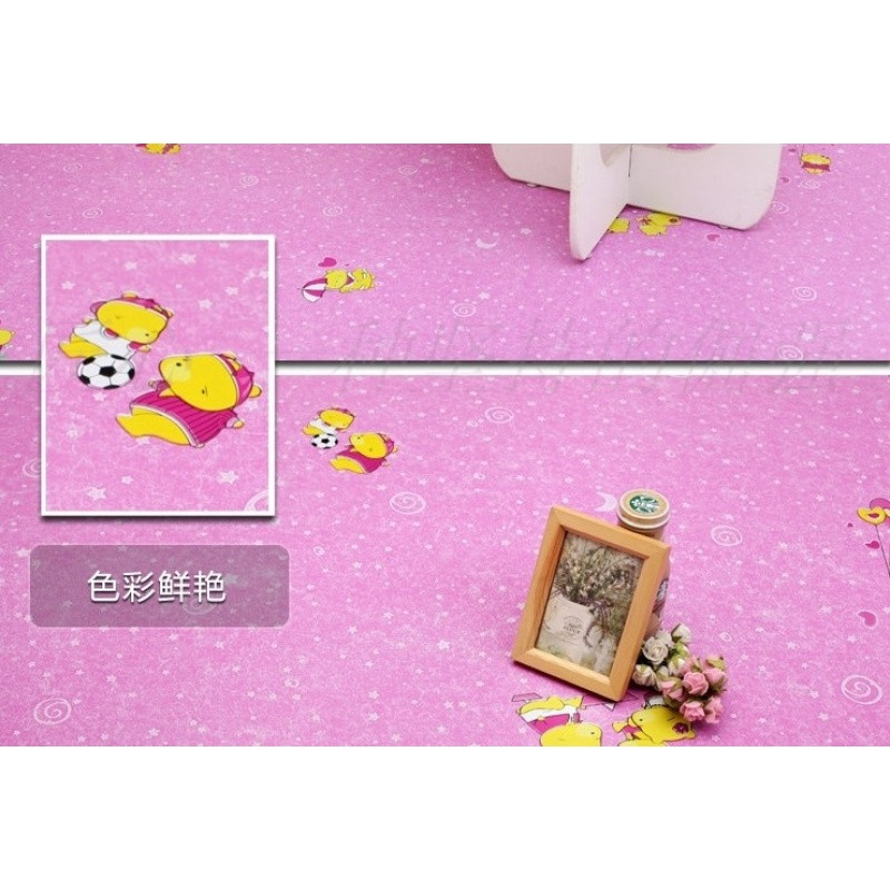 PVC地板革自粘地板胶家用加厚耐磨防水地板贴纸地胶贴卧室地板贴_4 默认尺寸 粉红色加厚粉色卡通