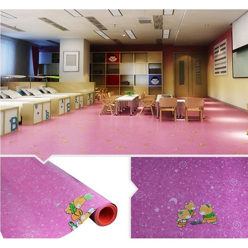 幼儿园塑胶防滑地垫户外运动地胶室内家用拼接地垫子塑料悬浮地板 默认尺寸 玫红色加厚紫色卡通