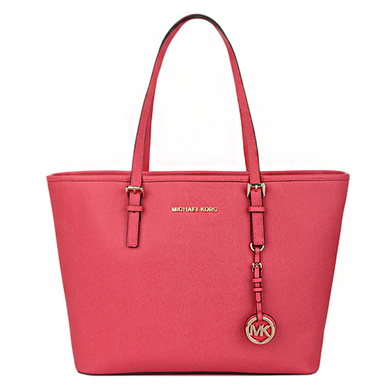 MICHAEL KORS 迈克·科尔斯手提包 女十字纹牛皮纯色潮酷风范敞口单肩包购物包30S4GTVT2L 玫红色