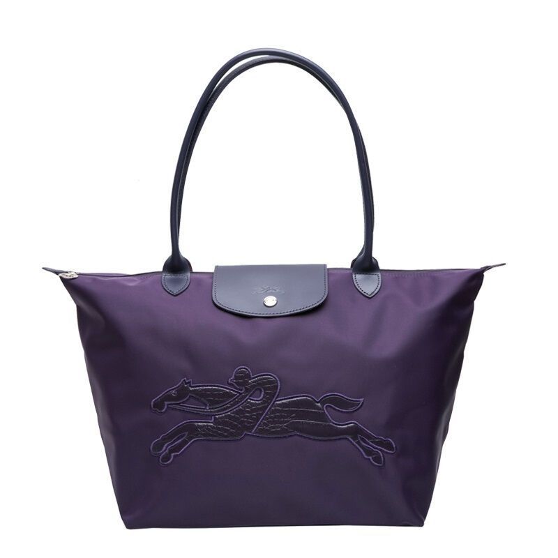 LONGCHAMP 珑骧 潮酷风范时尚女士长柄帆布休闲拉链单肩包手提包女 1899496系列 紫色