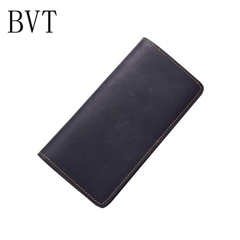 BVT真皮女士卡包多功能卡套复古头层牛皮护照包套名片包 疯马蓝色