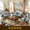 欧式布艺沙发组合整装奢华法式实木小户型简欧沙发客厅家具 深色框架浅兰色布款