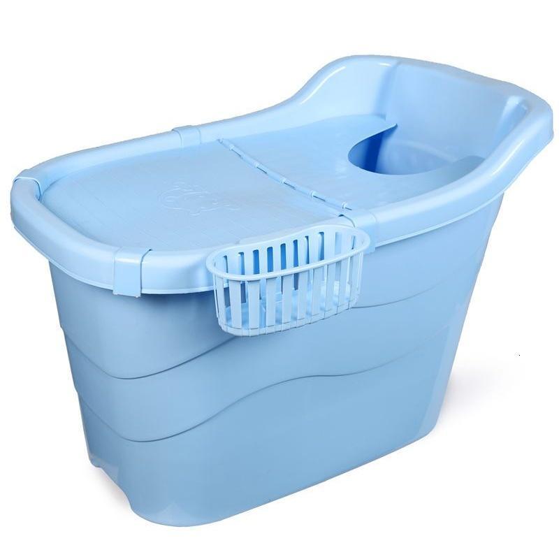 浴桶洗澡桶加厚泡澡桶盆儿童超大号家用带盖缸塑料沐浴盆_4 1米长成人经济款蓝色