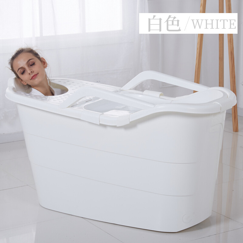 洗澡桶加厚塑料家用全身浴桶儿童泡澡桶大号浴盆浴缸有盖1.22米加厚款蓝色身高195以内适用_2 1.22米加厚款白色身高195以内适用/身高16