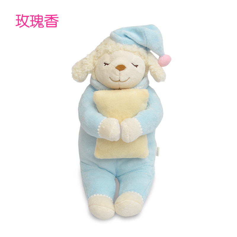 LIVHEART羊公仔可爱毛绒玩具小羊布娃娃抱枕靠枕女生生日礼物儿童玩偶助睡眠 睡衣羊-天空蓝-玫瑰香-L号