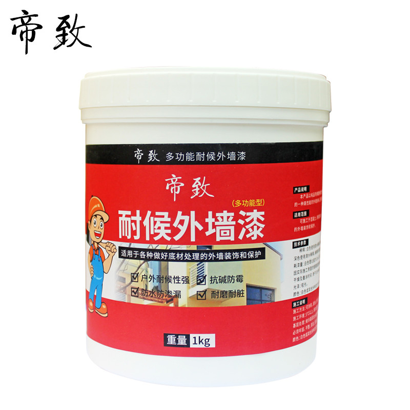 帝致外墙漆防水防晒油漆室外耐久卫生间墙面乳胶漆白彩色外墙涂料 15L 白色（耐候型）