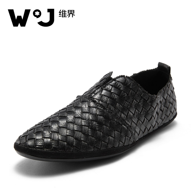 维界维界夏季新款男士韩版潮流时尚乐福鞋黑色平底百搭休闲鞋懒人鞋潮 黑色 43