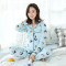 月子服纯棉潮妈哺乳衣家居服产后喂奶衣春秋舒适孕妈家居套装 XXL 浅蓝色