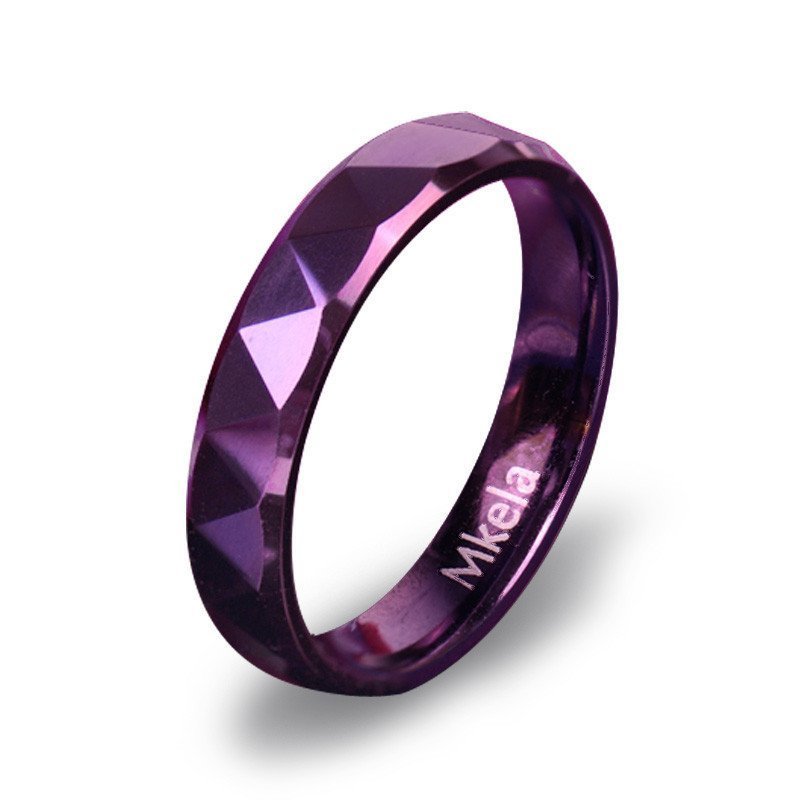 梦克拉 钨金情侣紫色戒指