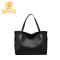 柏雅图（boyatu）包包2018新款真皮女士手提包简约通勤大容量单肩女包 黑色