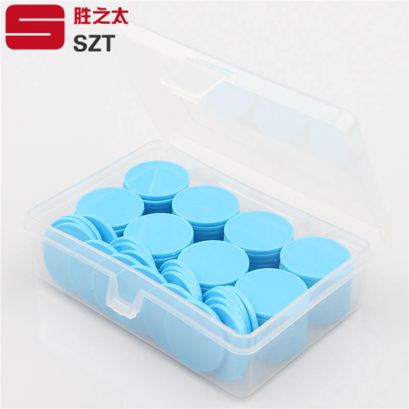 计数片小圆片直径25mm彩色塑料圆片数学100片赠收纳盒_1 蓝色100片