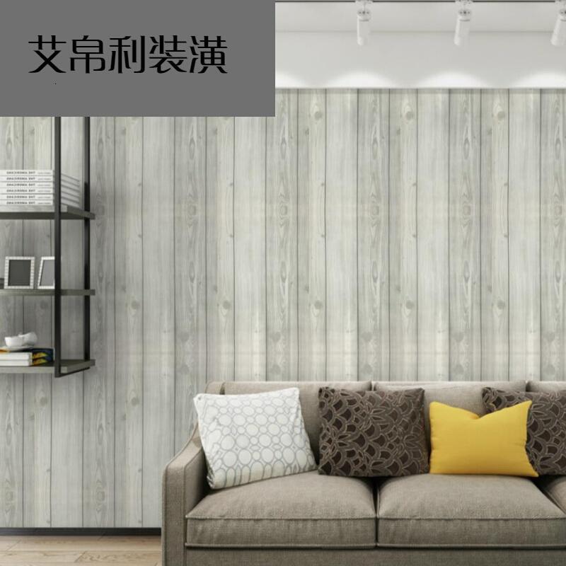PVC墙纸壁纸田园欧式卧室宿舍寝室墙壁纸衣柜家具书桌翻新木纹咖啡色3D爬山虎--10米仅墙_4 灰色灰白木纹--10米
