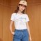 美特斯邦威简约短袖T恤女宽松ulzzang2018夏装新款韩系chic上衣P 155/80A/S 亮白