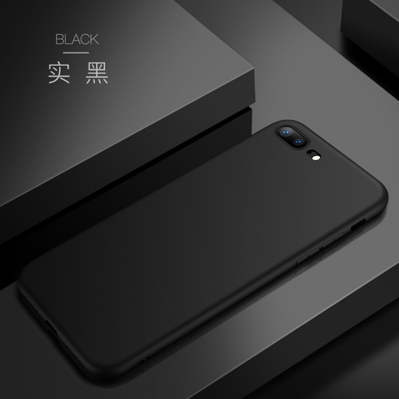 卡斐乐 苹果iPhoneX/8/8p/7/7plus手机壳/保护套 超薄/软硅胶/磨砂/防滑/防摔/软壳/半透明 苹果7p/8p通用-实黑色