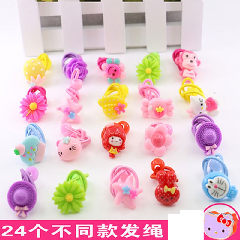 儿童发夹头饰品发卡可爱卡通小女孩女童扎头发皮筋头绳发圈小朋友发卡扎刘海皮筋婴童头饰 24个不同款发绳