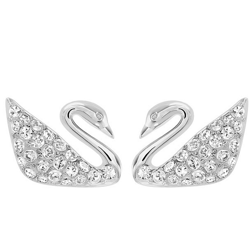 施华洛世奇(Swarovski) Swan Mini 欧美风格 人造水晶 送恋人 女士 经典天鹅 耳饰 耳钉 银色1116357