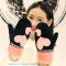 韩版卡通手套女冬可爱加厚毛绒手套冬天保暖包指手套可爱全指手套西瓜红(爱心款)均码 卡其(小熊款)