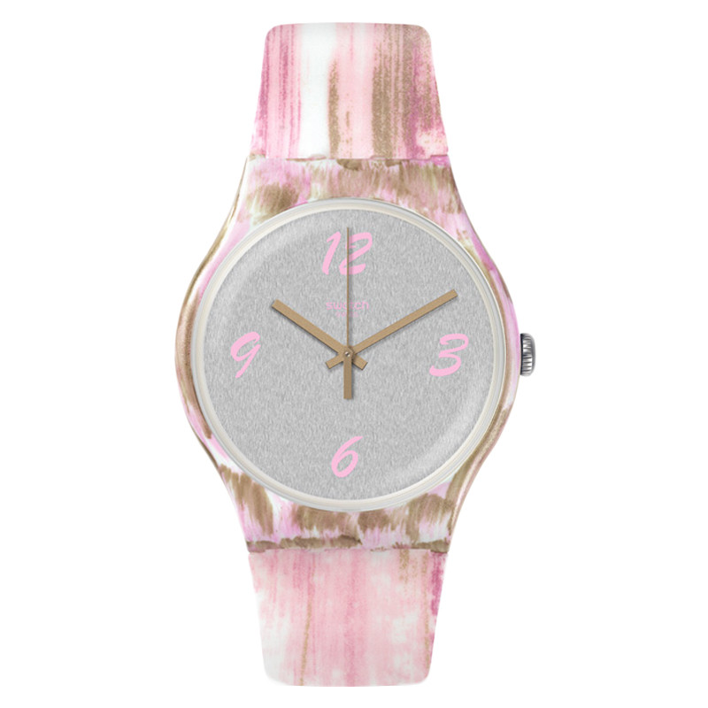 斯沃琪（Swatch）手表 原创炫彩系列 粉色水彩石英男女表SUOW151 SUOW151