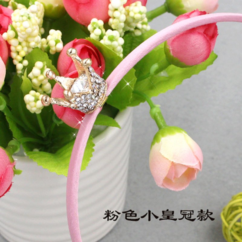 水钻发箍宝宝皇冠发卡女孩头夹韩版儿童发饰品小清新简约女孩子 婴童头饰 粉色小皇冠