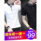 【买一送一,99元2件】短袖t恤男2018夏装新款韩版修身半袖体恤翻领polo衫男装衣服1525754178463 M 802灰色+802白色