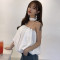 2018夏季新款宽松性感挂脖细带短款百搭无袖蓬蓬吊带背心上衣女装 均码 白色