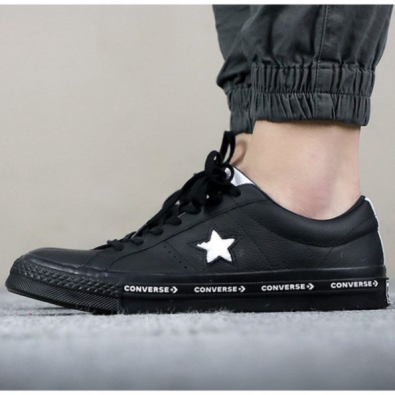 CONVERSE匡威男鞋1970s三星标低帮休闲鞋OneStar皮质板鞋CS159721 37 黑色