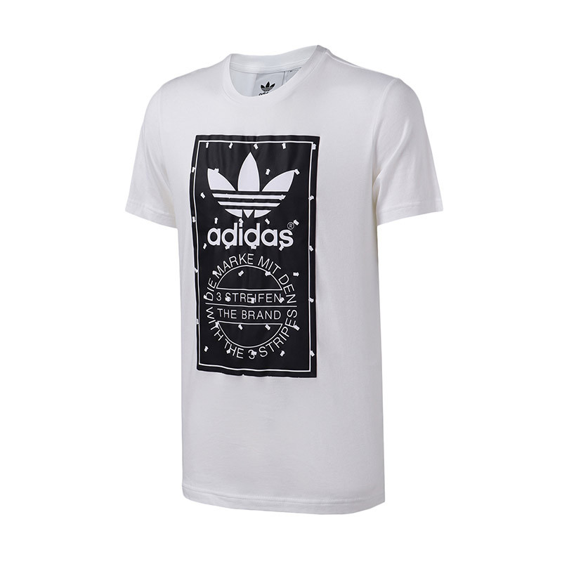 adidas阿迪达斯三叶草男子短袖T恤2018新款LOGO款休闲运动服CZ1761.. XXL CZ1763白