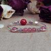 梦克拉 S925银红玛瑙草莓晶月光石手链 清新 蓝月光石强光 粉色