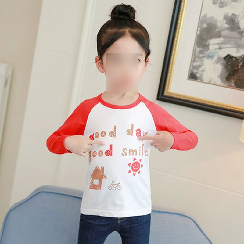 儿童上衣长袖春装2018新款童装女大童宝宝T恤休闲简约春秋女童打底衫婴童服装T恤 140cm 小房子