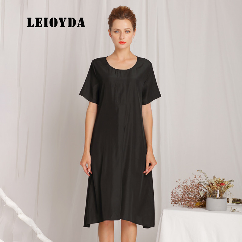 leioyda2018夏季新款连衣裙大码女装雪纺裙妈妈装 均码 黑色