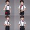 儿童礼服花童演出服短袖马甲套装韩版婚礼钢琴表演合唱通用男童服装简约小清新婴童套装 110cm DX006女童套装