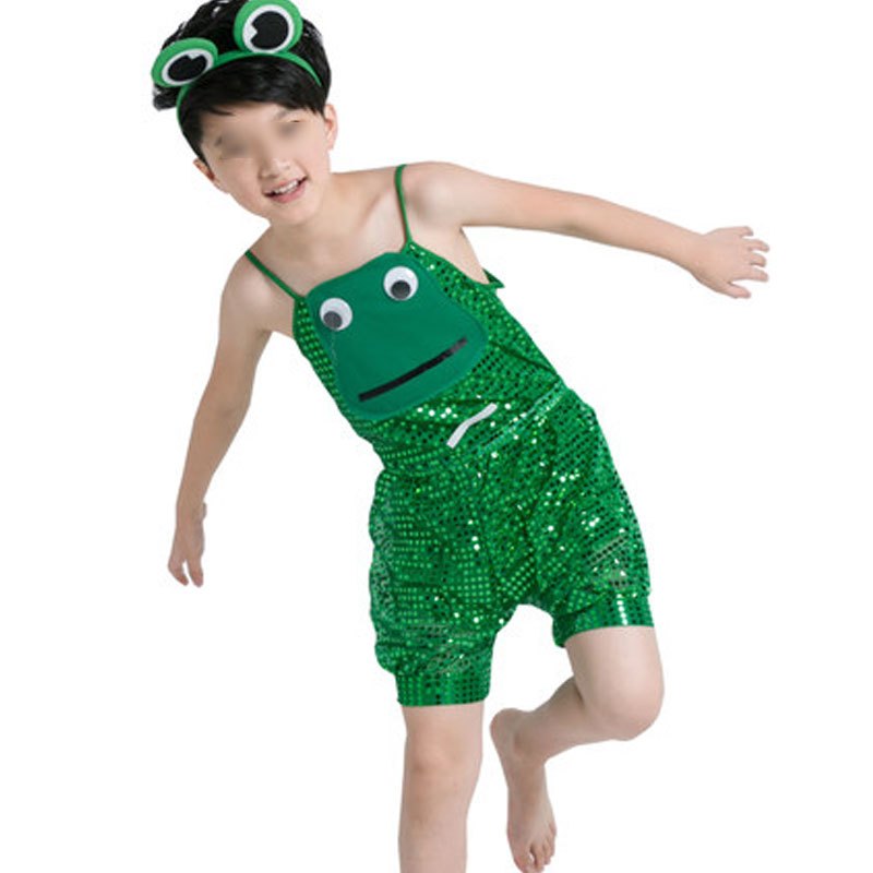 儿童演出服青蛙表演服装幼儿园男女童动物小青蛙小蛙舞蹈服服装通用套装可爱卡通婴童套装 130cm 青蛙男童