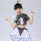 儿童表演服男童女童爵士舞蓬蓬纱裙幼儿园舞蹈亮片演出服装通用套装简约小清新婴童套装 110cm 七彩女童+蓝袜套+白裤袜