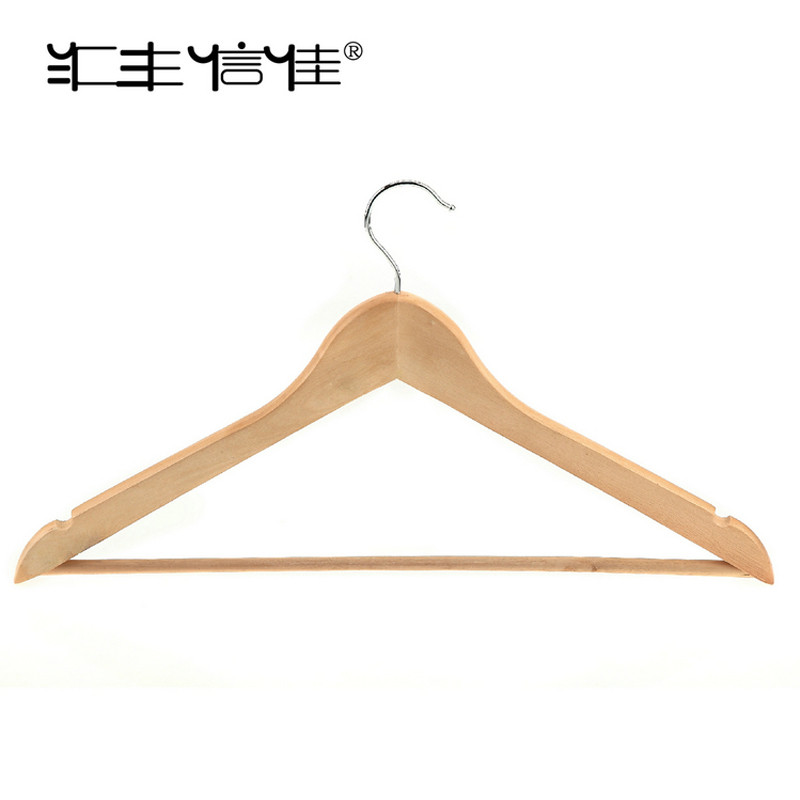 汇丰信佳 加厚正装西装衣挂实木衣架衣服撑/服装店木制衣架子衣撑 原木色-3个