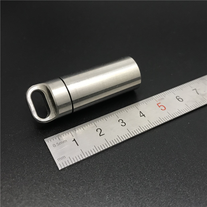 304不锈钢随身便携式急救小药瓶箱胶囊藥盒防水密封仓钥匙扣收纳 中号