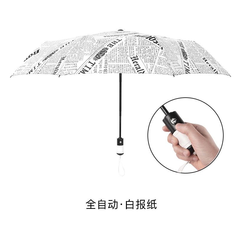 雨伞男士简约个性双人全自动折叠大号加固创意潮流防风晴雨两用伞 白色