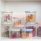 潘西厨房可叠加塑料密封罐食品收纳盒五谷杂粮储物罐零食干货收纳罐子 大号粉色