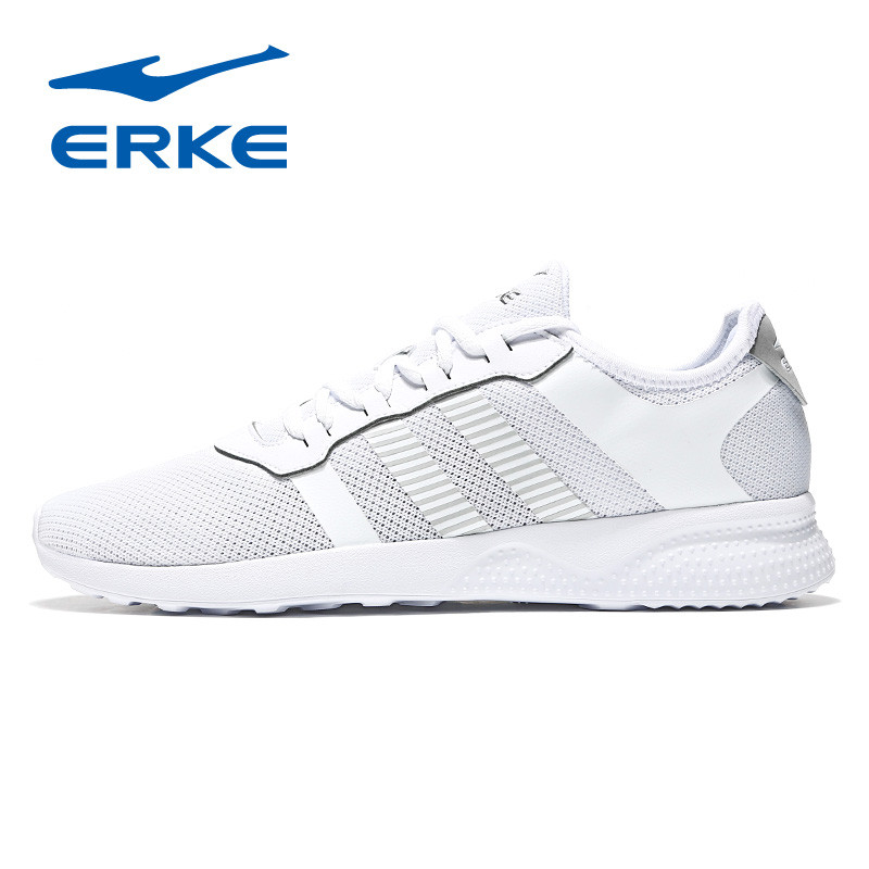 鸿星尔克（erke）2018新款夏季男士透气网面轻便跑步鞋运动鞋51118202093 正白 39码
