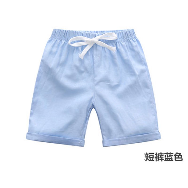 儿童短裤夏男宝宝中裤女童夏装男童裤子沙滩五分薄款裤子小朋友中短裤简约小清新婴童裤子 120cm 短裤蓝色