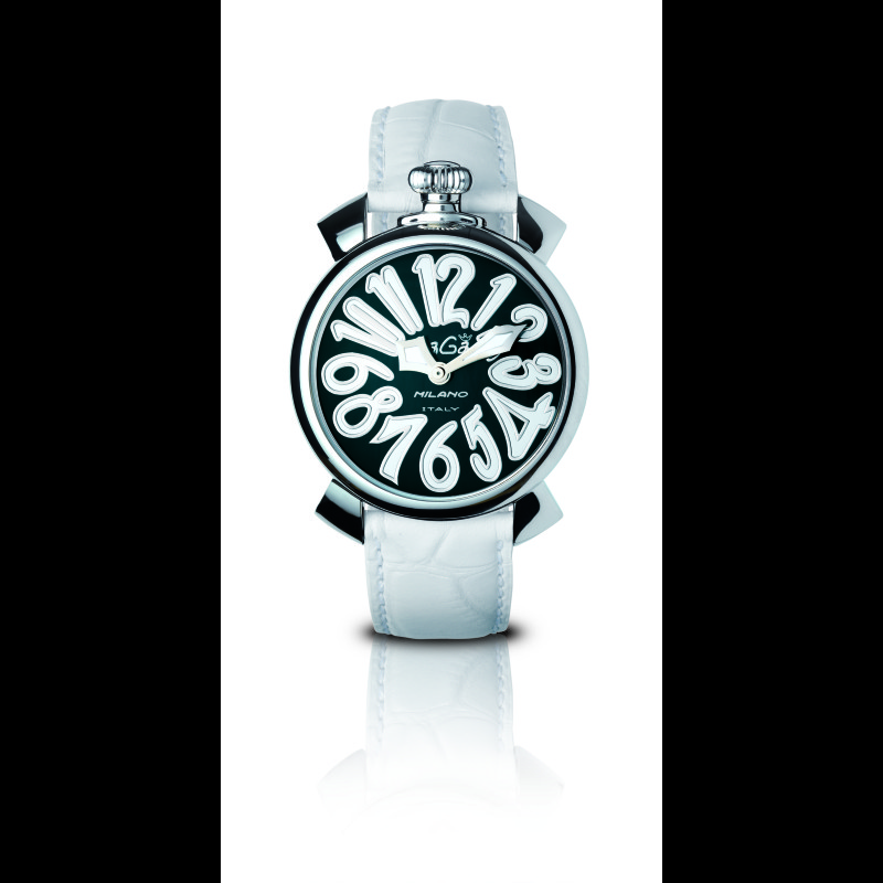 GaGa MILANO 手动40MM 钢系列时尚休闲女表石英表 5020 5020.4白色黑盘